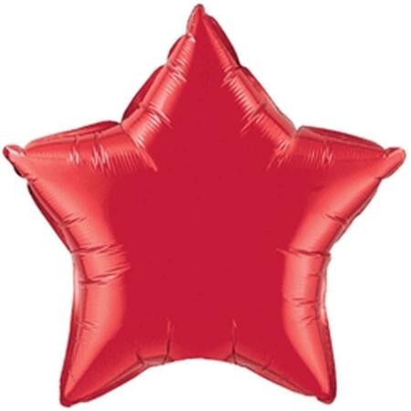 MAYFLOWER DISTRIBUTING 4 in. Ruby Red Star Flat Foil Balloon 4848